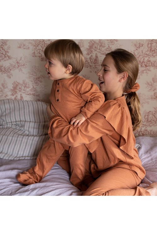 pyjama bébé garçon orange coton bio domino risu risu