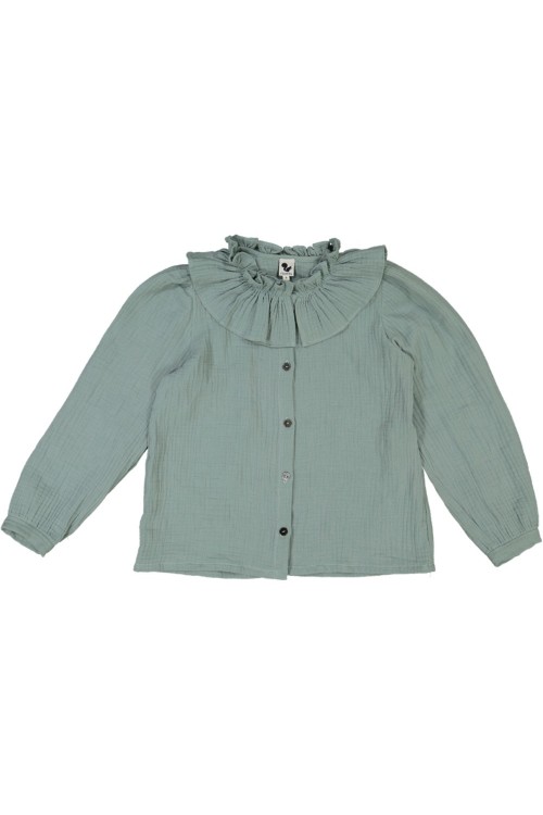 blouse girl risu risu pirouette blue green organic cotton