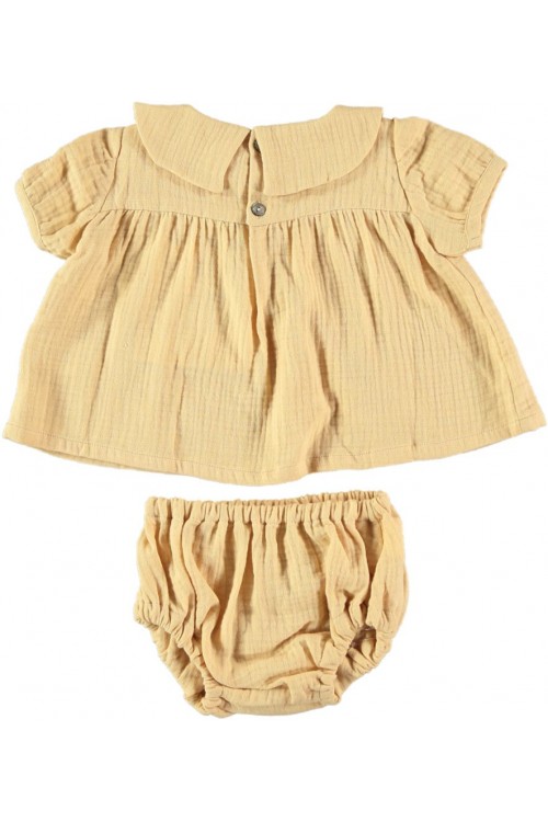 robe bébé en coton bio jaune à manches courtes