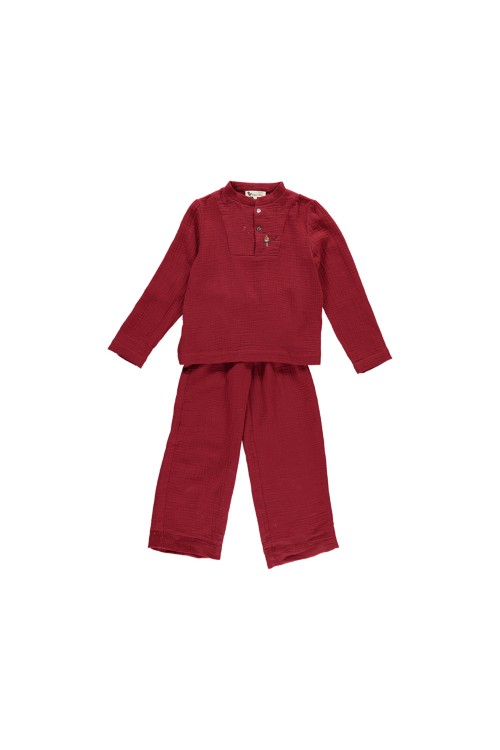 pyjama de noël deli enfant rouge brodé