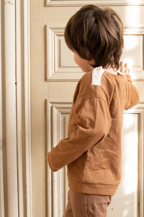 Pyjama garçon en coton bio brun