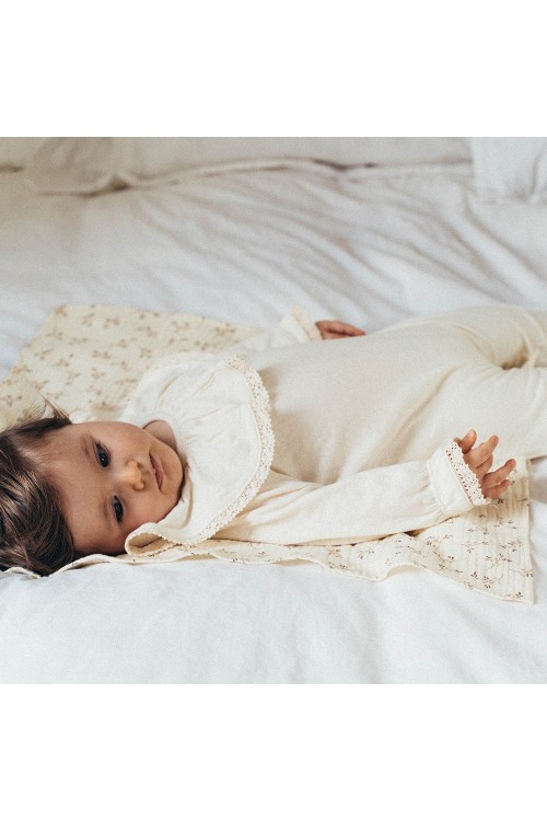 Sleep-suit baby organic cotton ecru lace Risu Risu