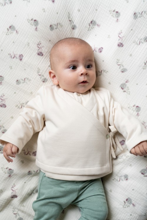 organic cotton fleece wrap over baby jacket