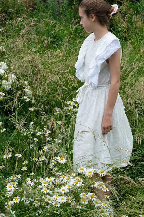 robe fille Josephine en coton bio blanc