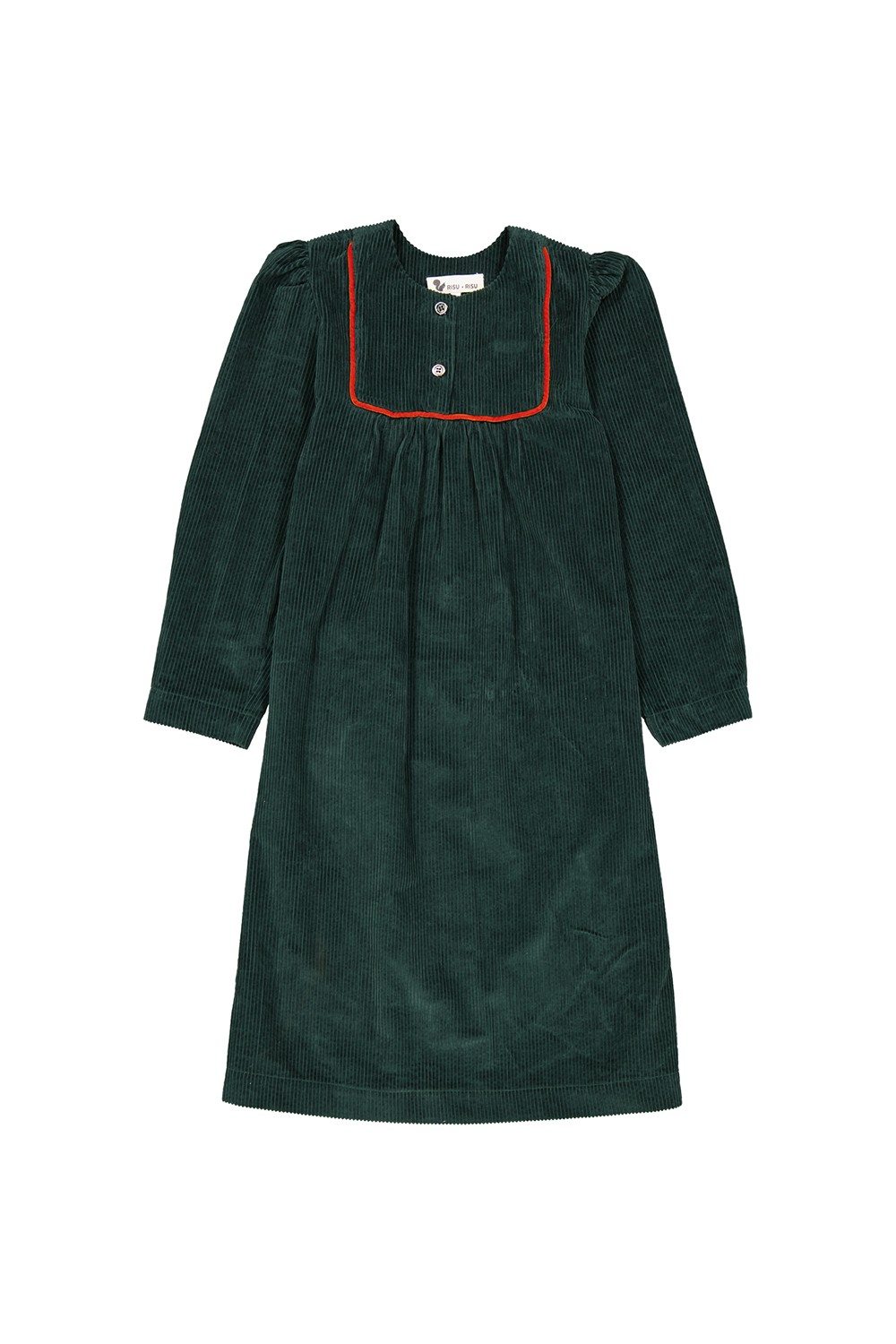 corduroy dress maline evergreen green pine organic cotton sleeves girl