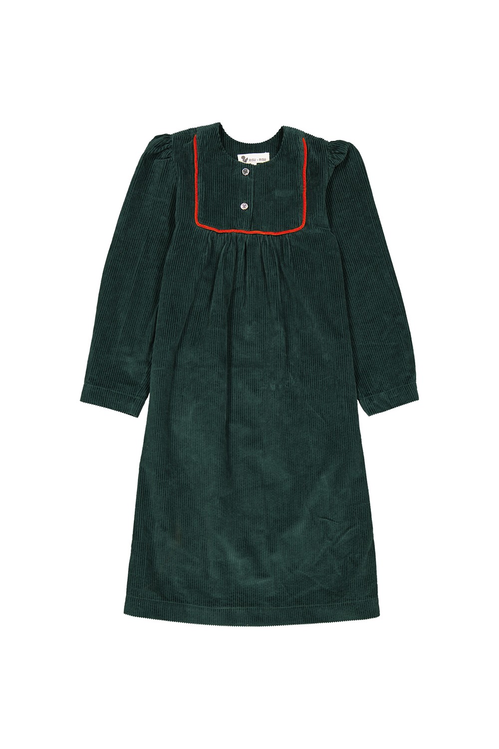 robe velours côtelé maline evergreen vert sapin coton biologique manches fille