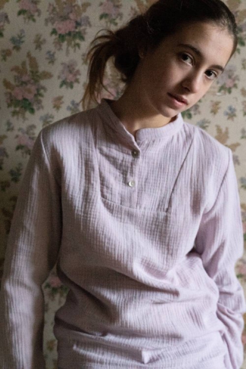 pyjama hiver fille coton biologique rose clair pink