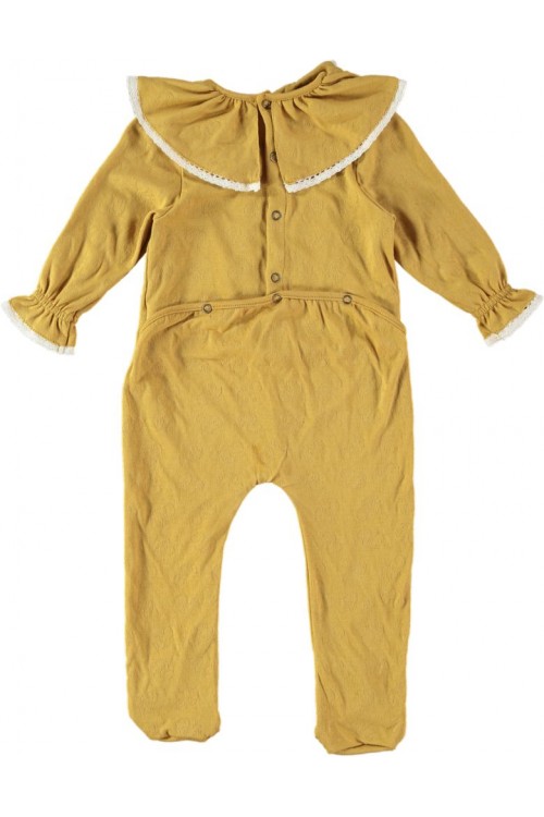 Pyjama bébé col à volant dentelle Ballerine jaune curry
