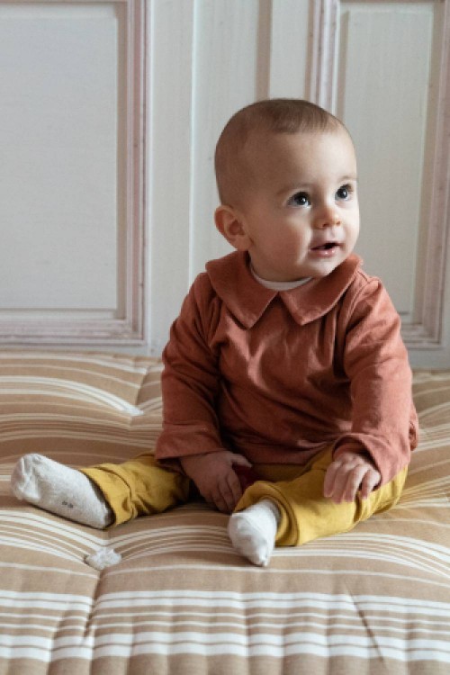 chemise bébé en coton biologique jojo rouge paprika