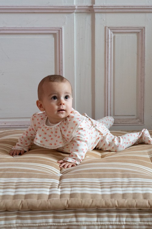 Pyjama bébé Ballerine avec dentelle coton biologique jersey fleurs