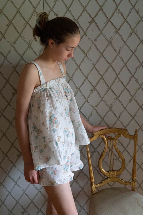 Women gauze pyjamas organic cotton Fiori