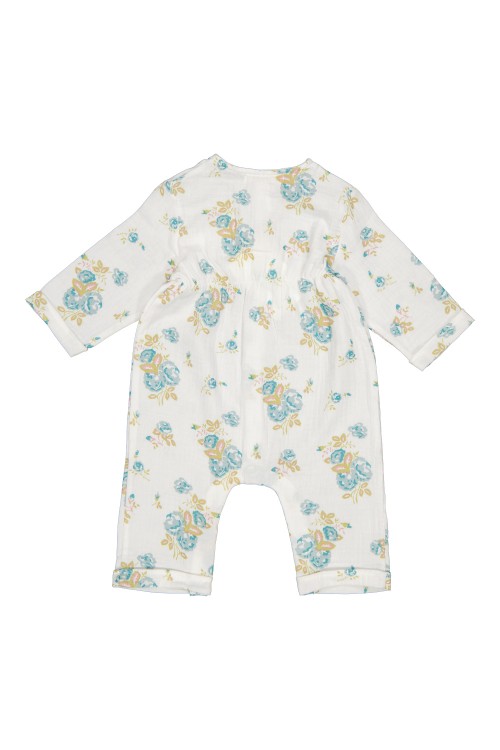 pyjama bébé d'été en coton bio fleurs bleues
