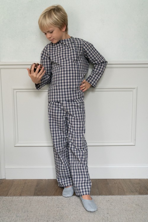 organic cotton lao boy's checks pyjamas