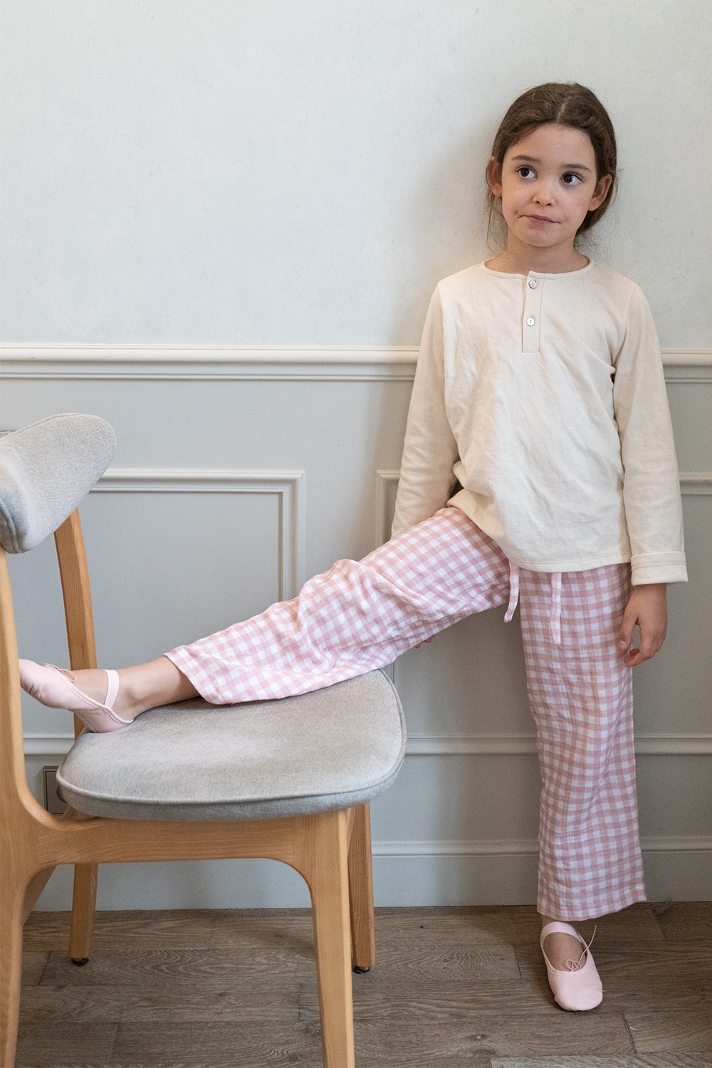 pyjama quattro carreaux roses en coton rose