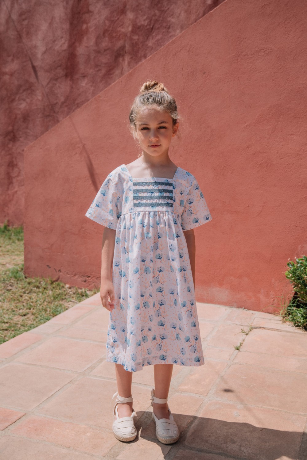 Polka girl summer flowers dress