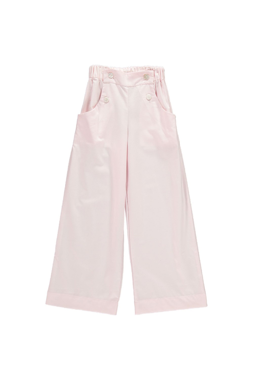 Pantalon fille Luco en toile de coton bio rose