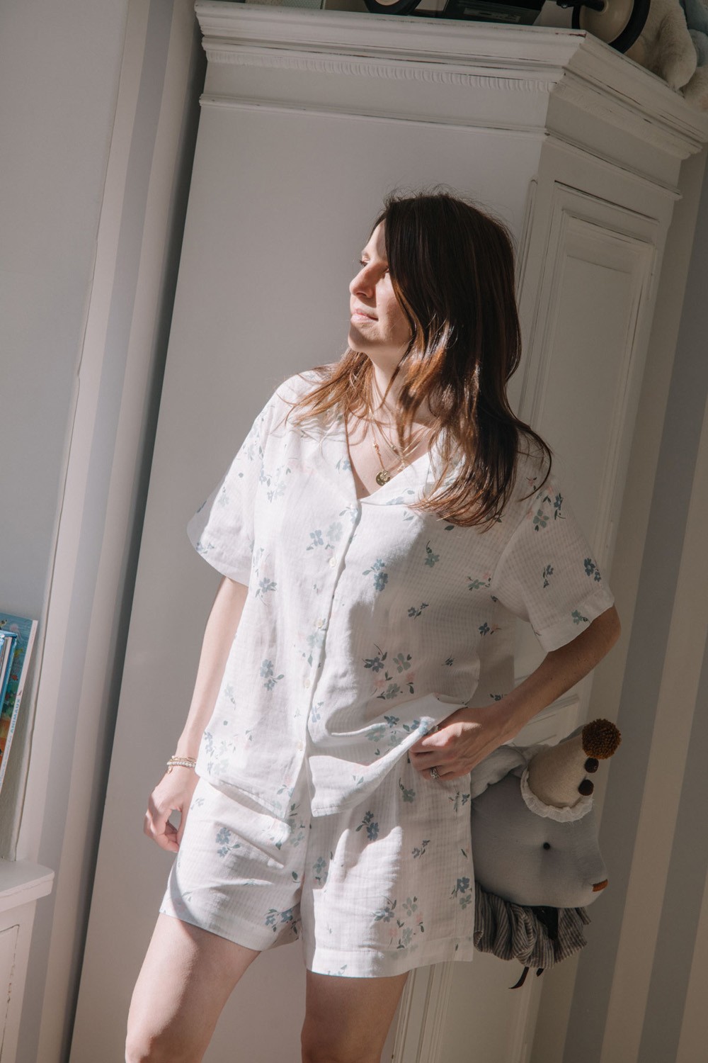 Pyjama femme Rieur en coton bio céleste