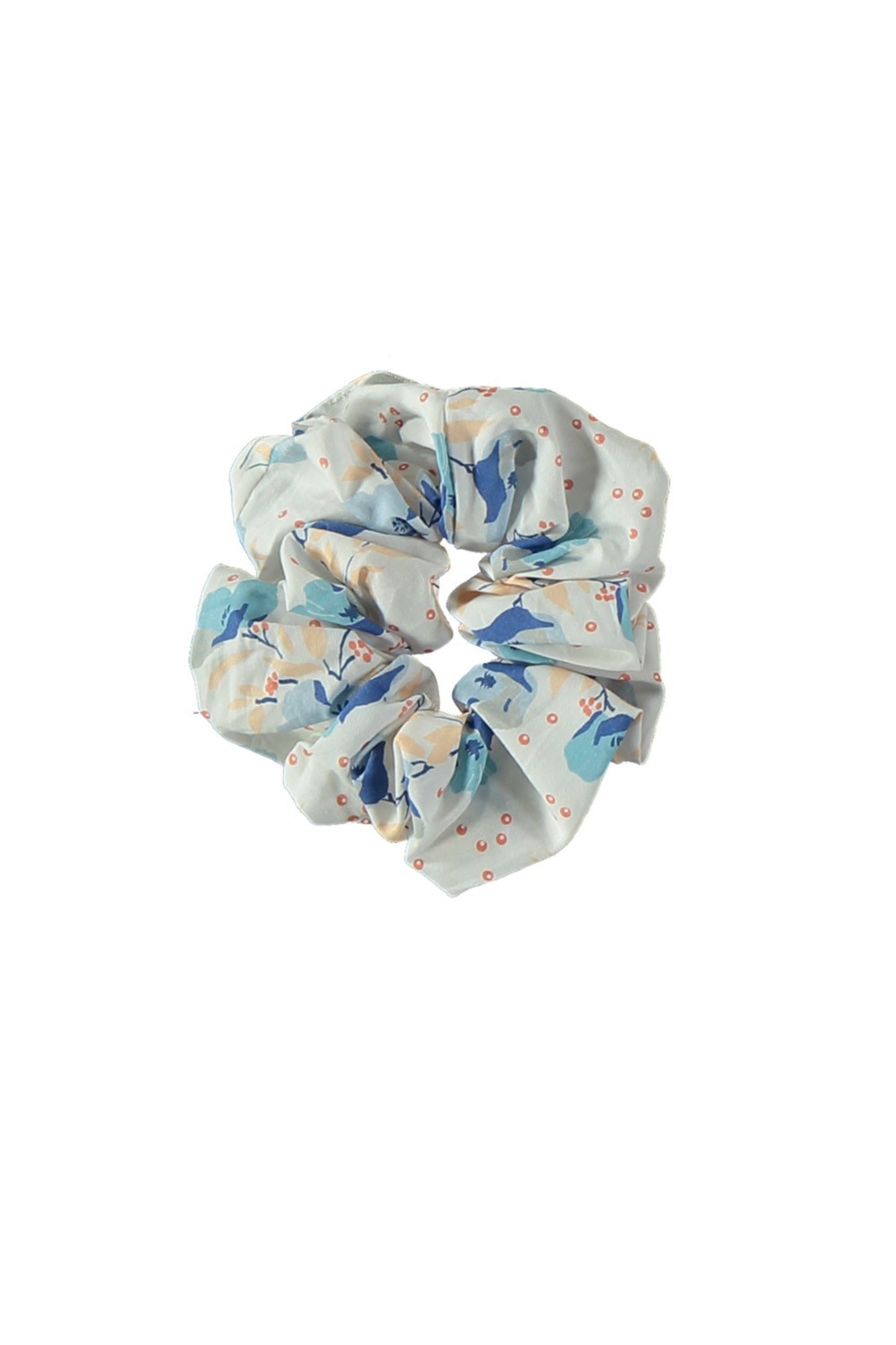 Chouchou Berlingot en coton bio fleurs bleues
