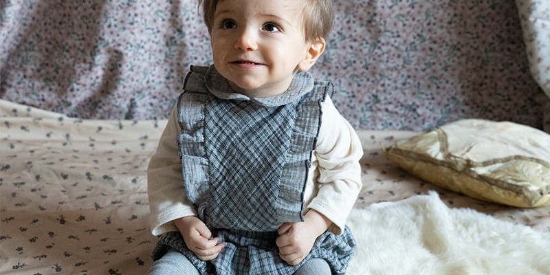 Discount: Dress & overall for baby girl - organic cotton - 0-36 months