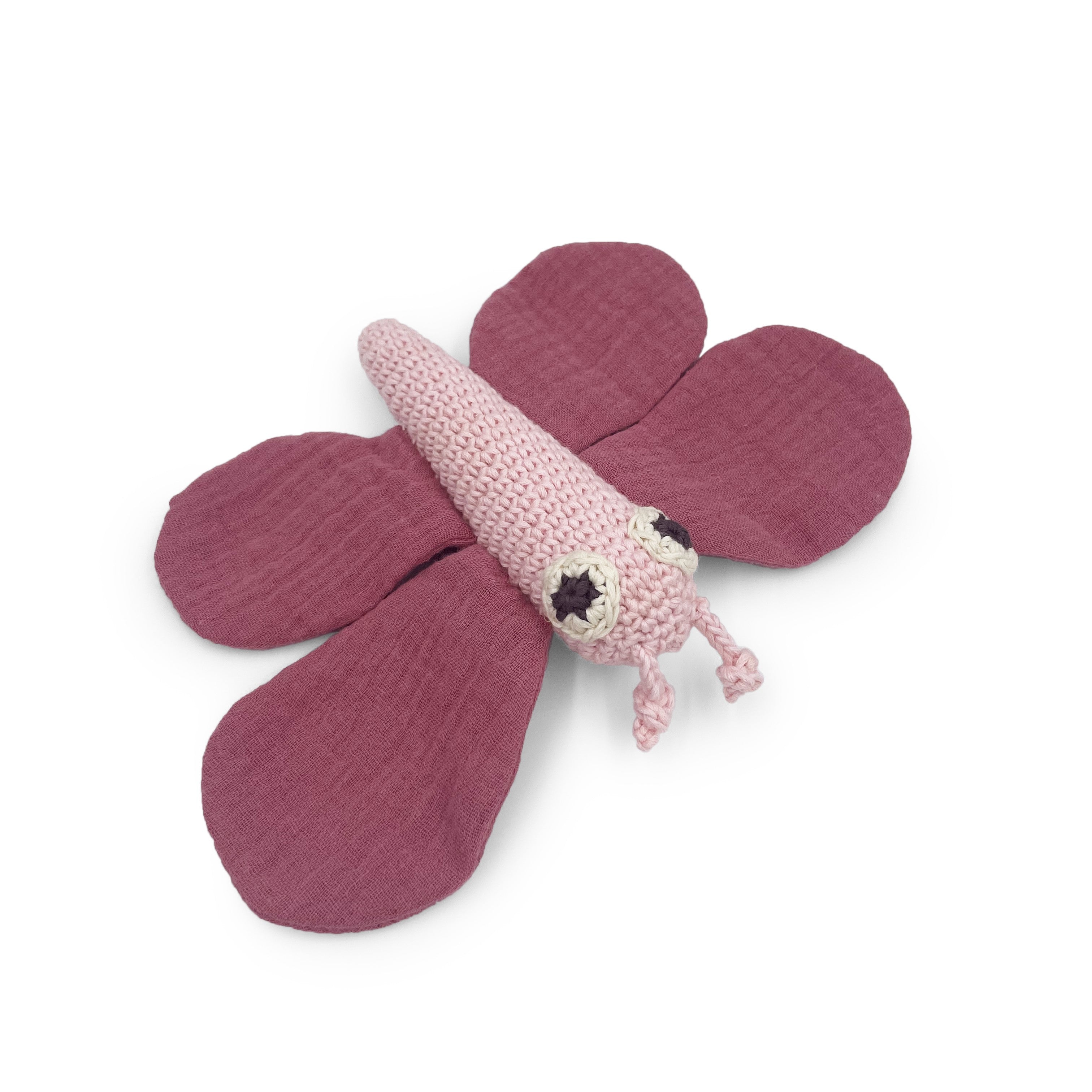 Hochet Doudou Papillon Rose
