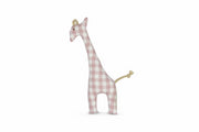 Beige plaid grabbing giraffe