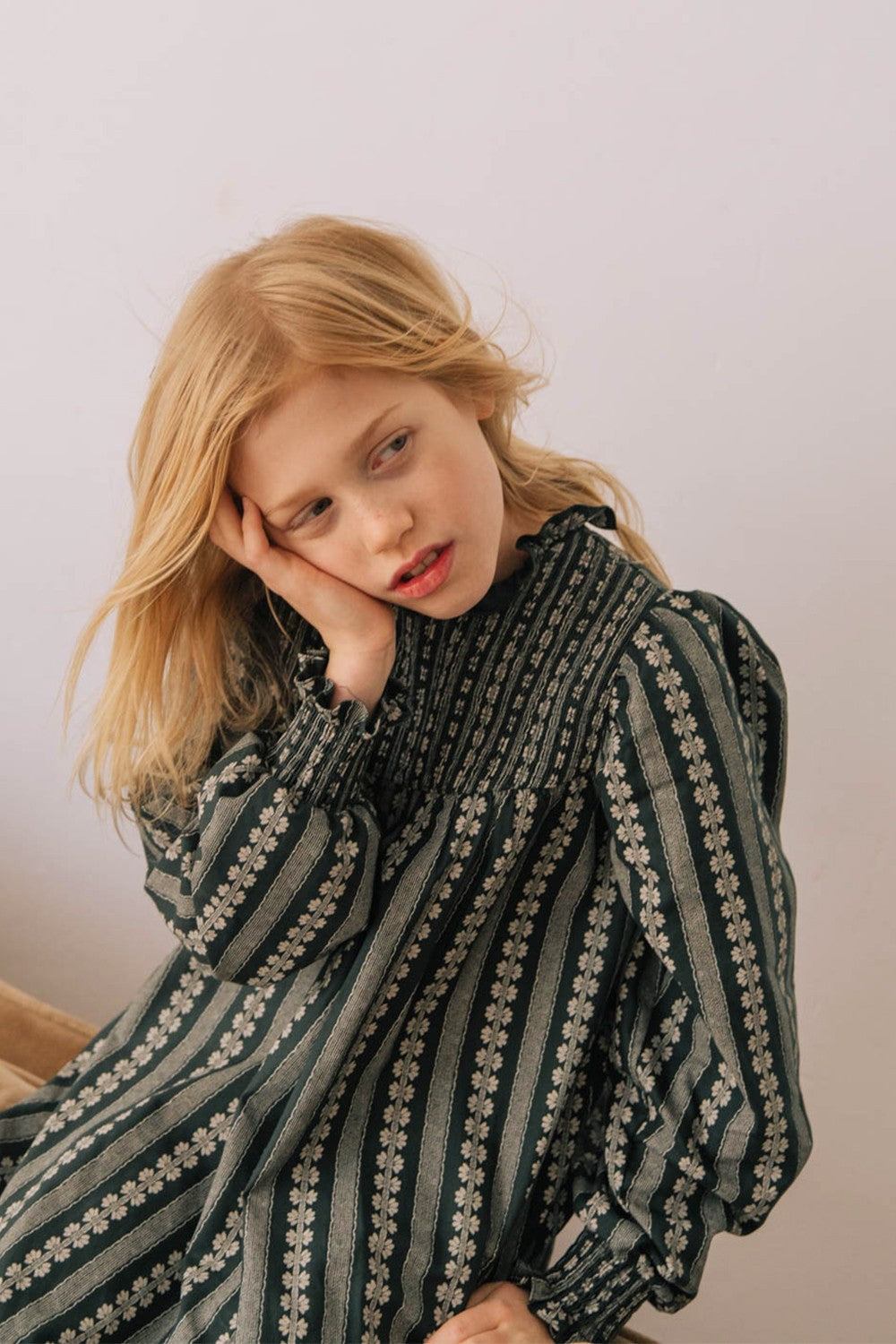 Robe fille verte en coton bio