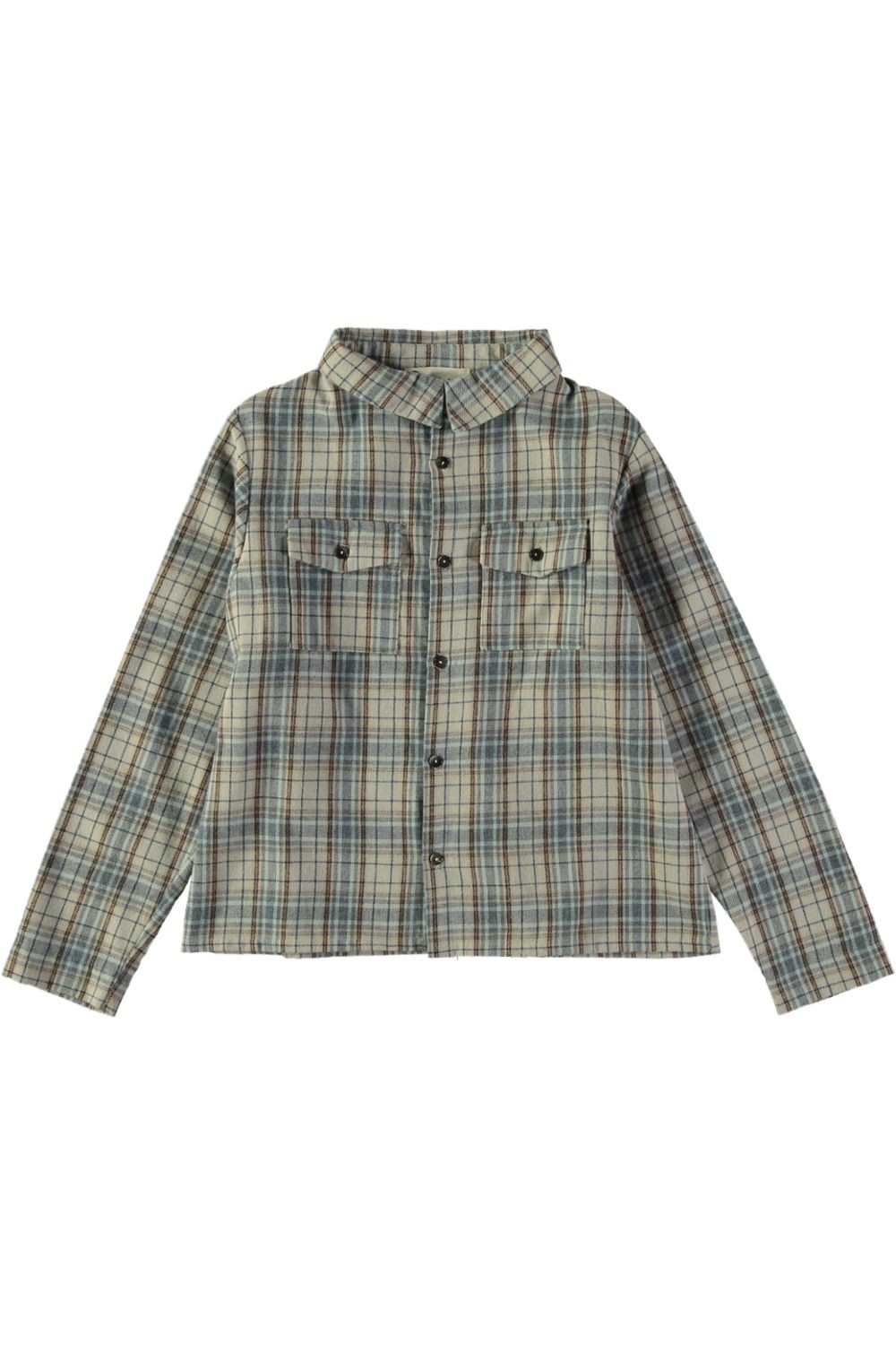 Chemise garçon en coton biologique bleu