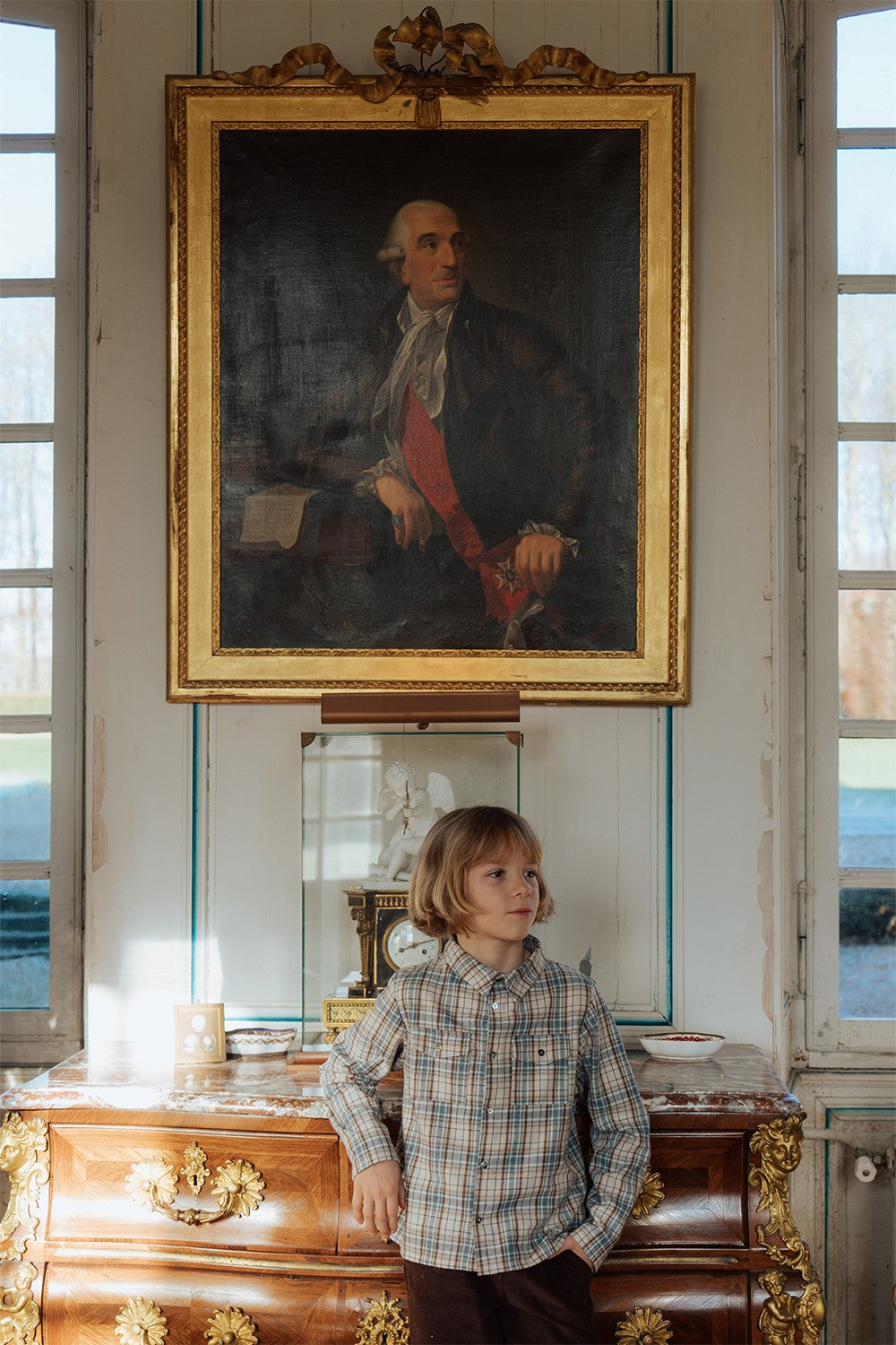 Chemise garçon en coton bio bleu