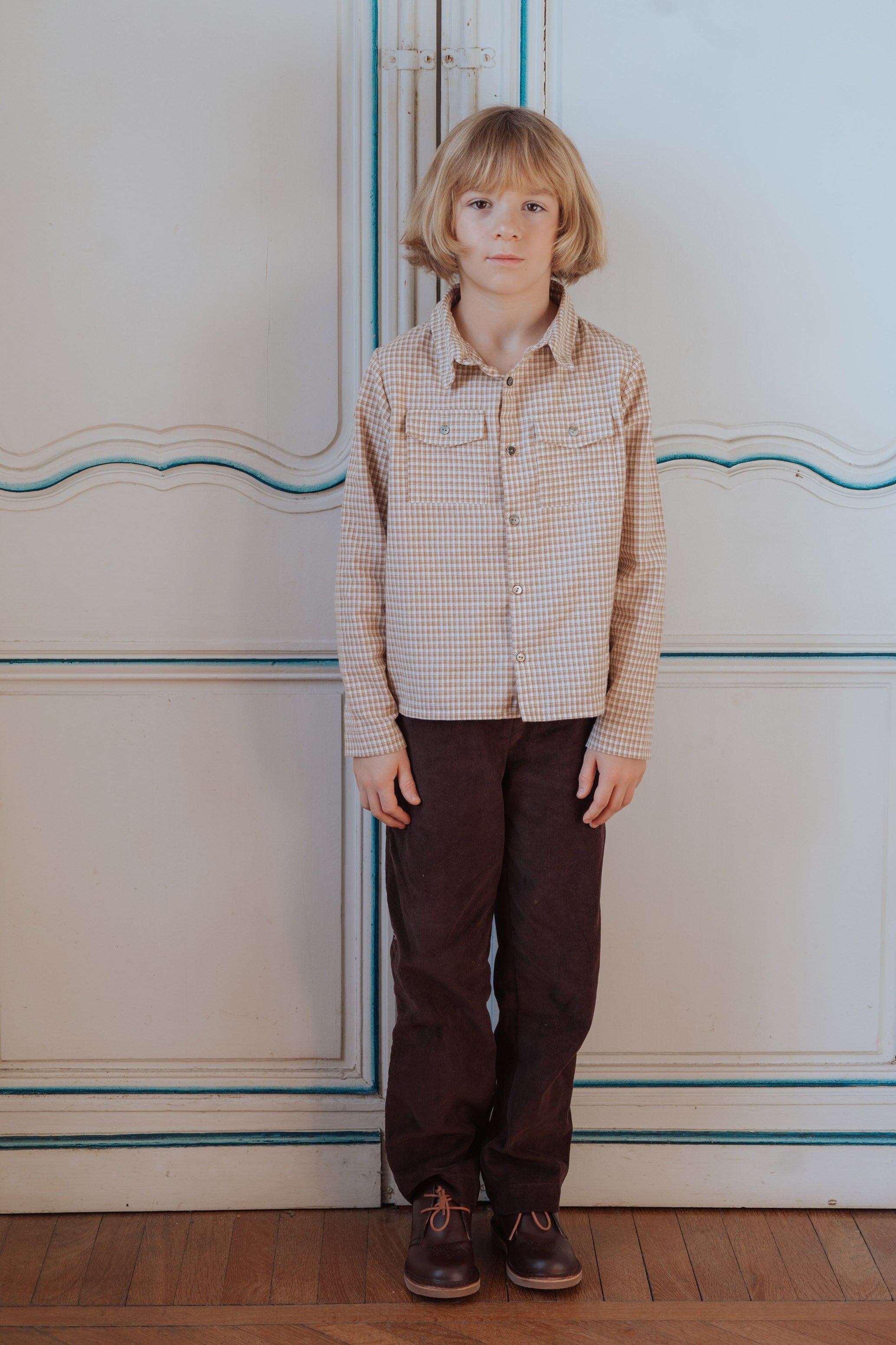 Chemise camel garçon en coton bio