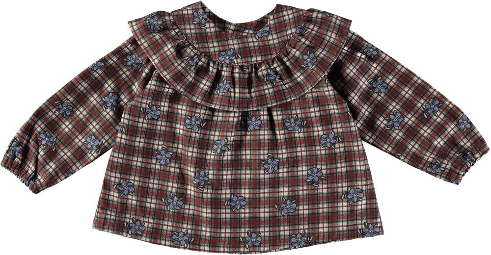 Chemise bébé bordeaux en coton bio