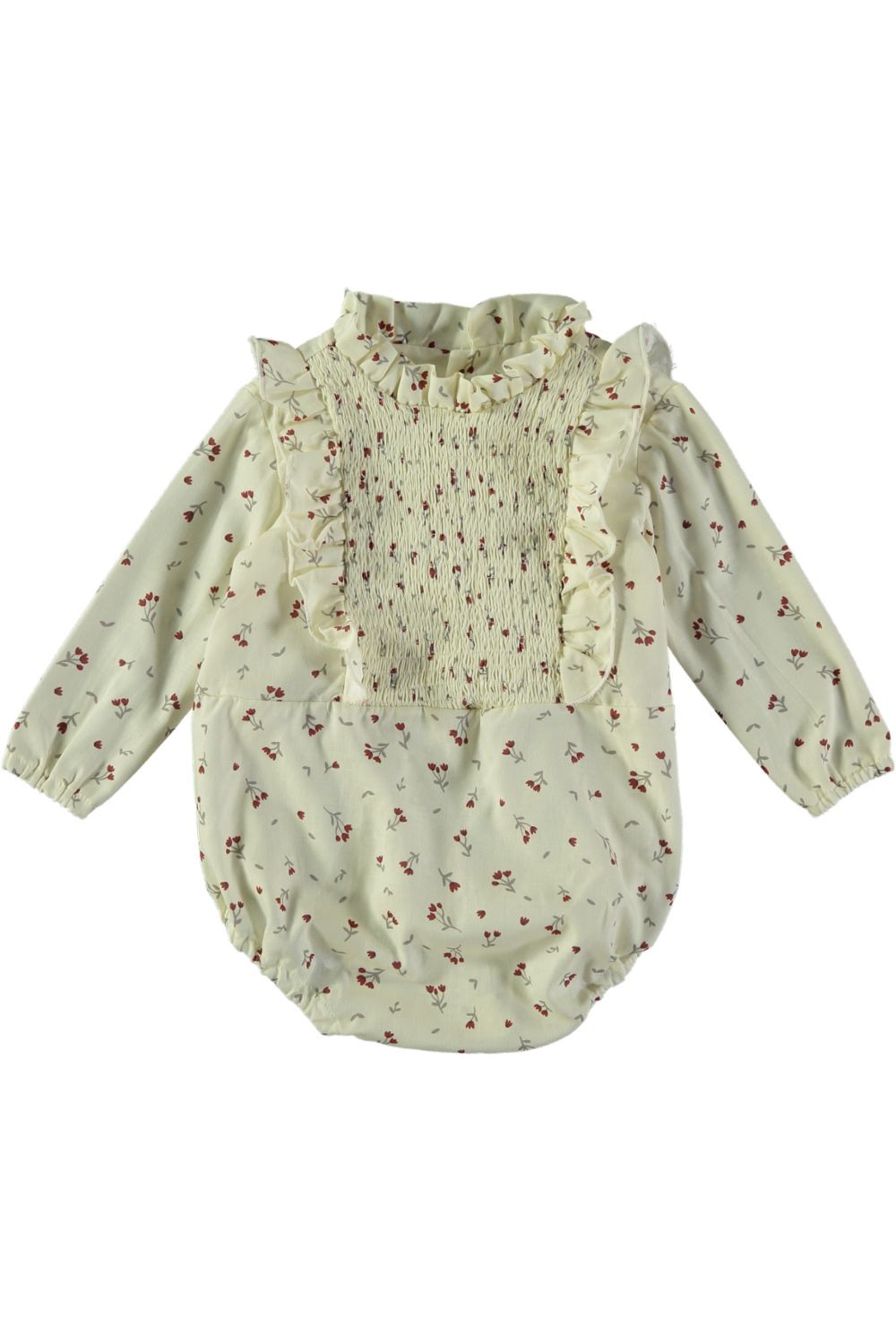 Barboteuse crème tulipe en coton bio