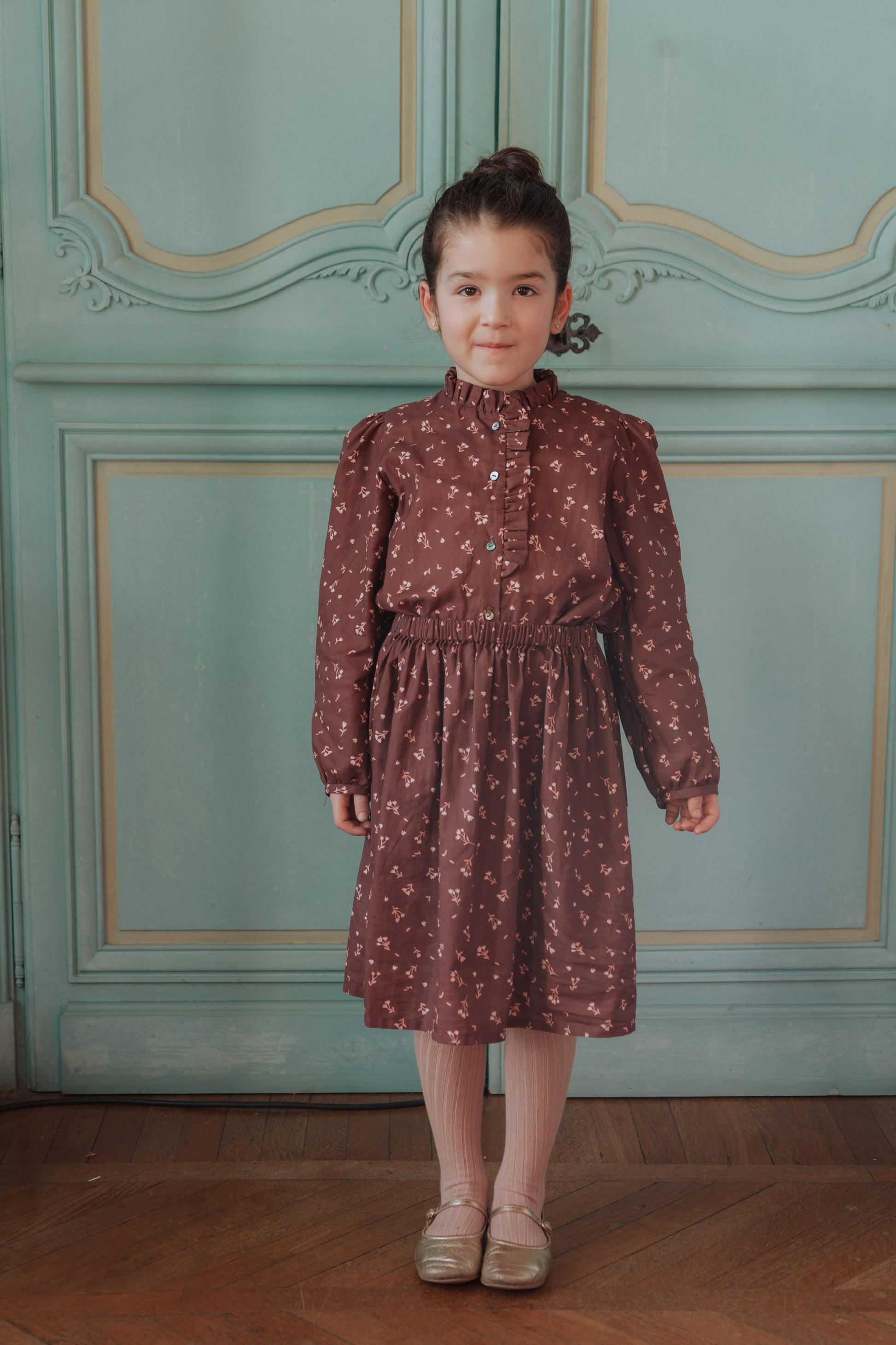 Blouse fille bordeaux en coton bio