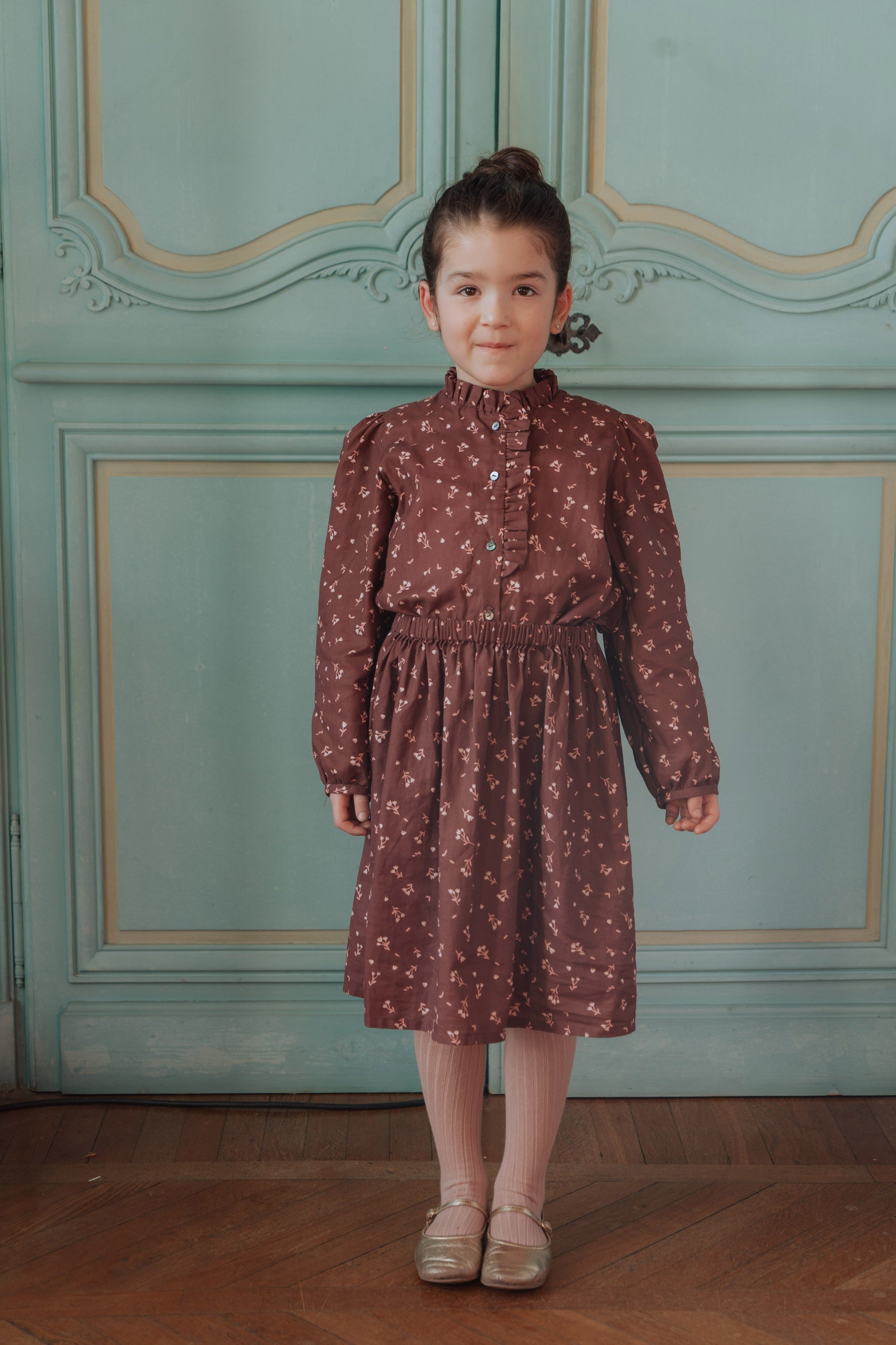 Blouse fille bordeaux en coton bio