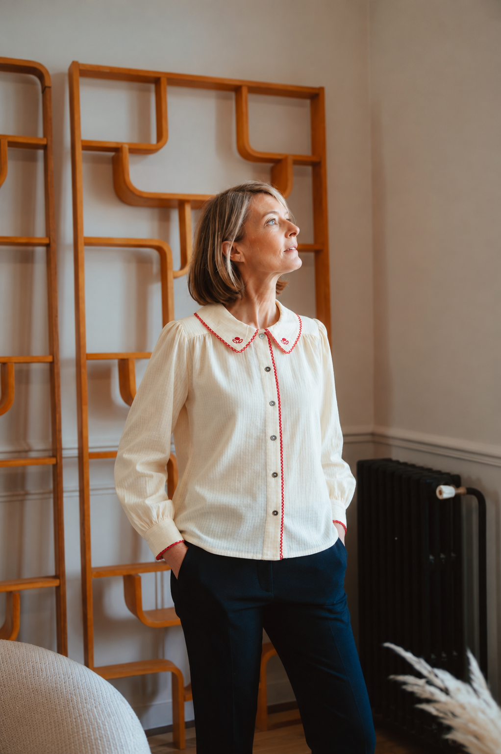 Blouse femme Simone col brodé