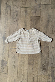 Chemise bébé à carreaux camel en coton bio