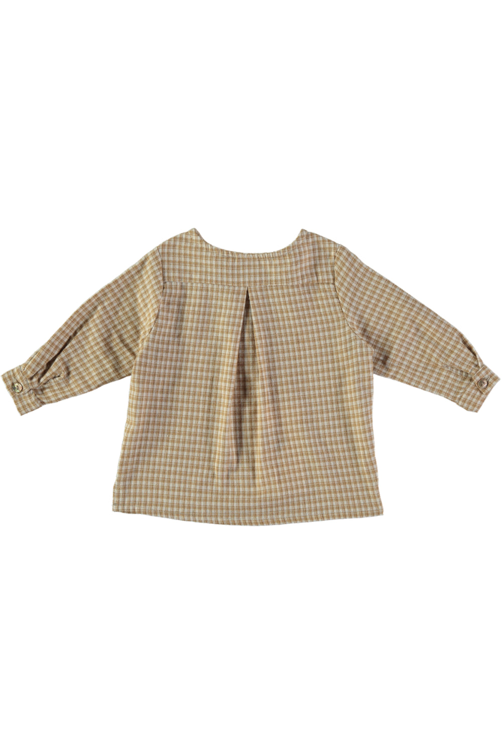 Chemise bébé à carreaux camel en coton biologique