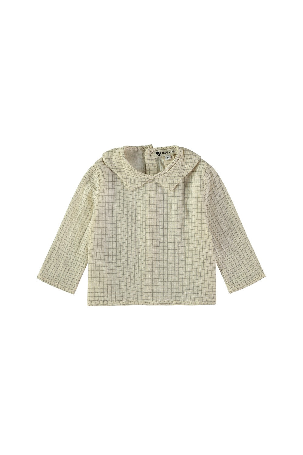 Chemise bébé beige en coton bio à carreaux