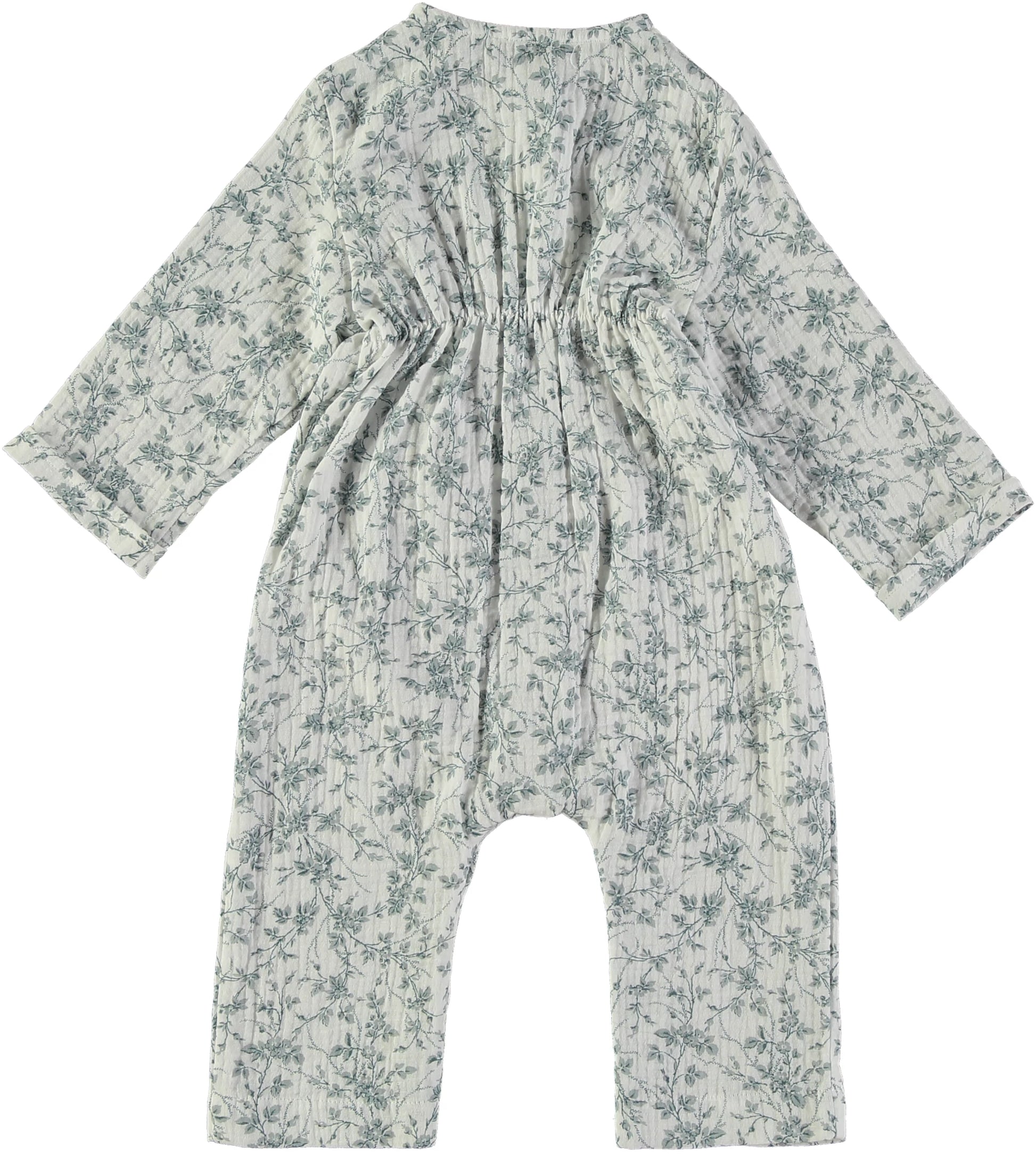 pyjama bébé bio  sans pied à fleurs bleues 