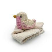 Doudou mésange rose en crochet