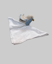 Doudou mésange bleu en crochet