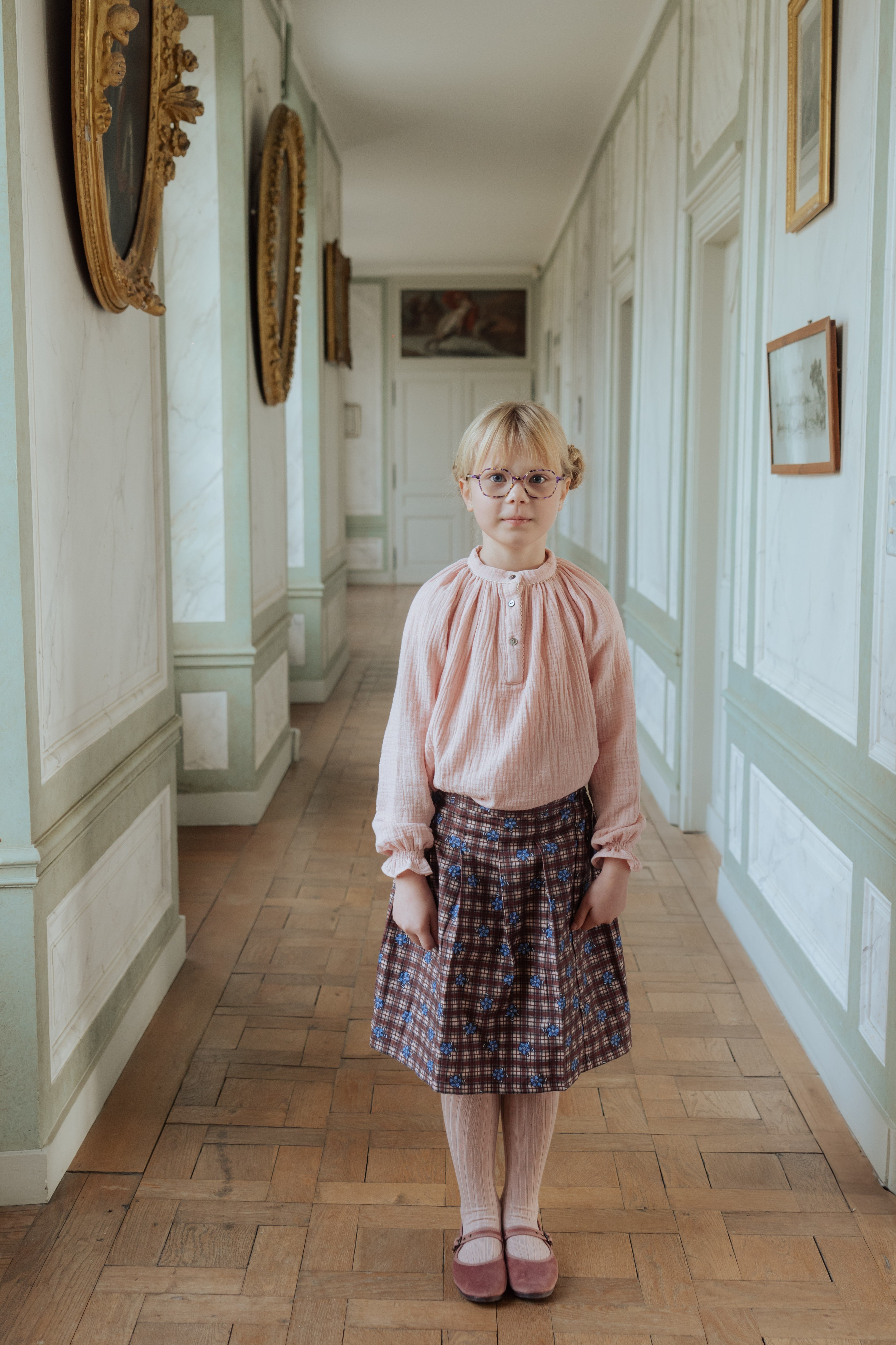 Jupe fille bordeaux en coton