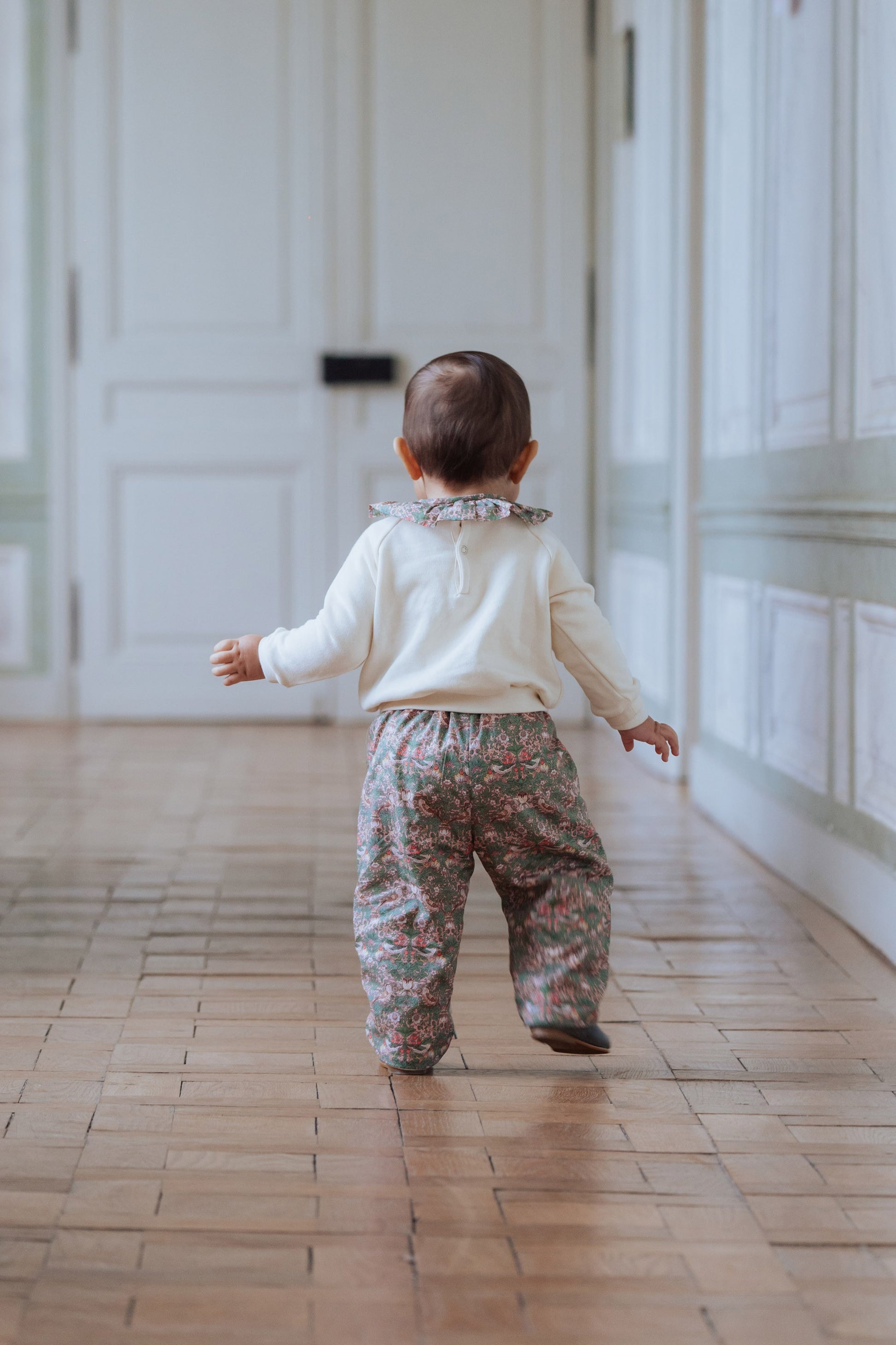 Pantalon bébé liberty vert en coton biologique