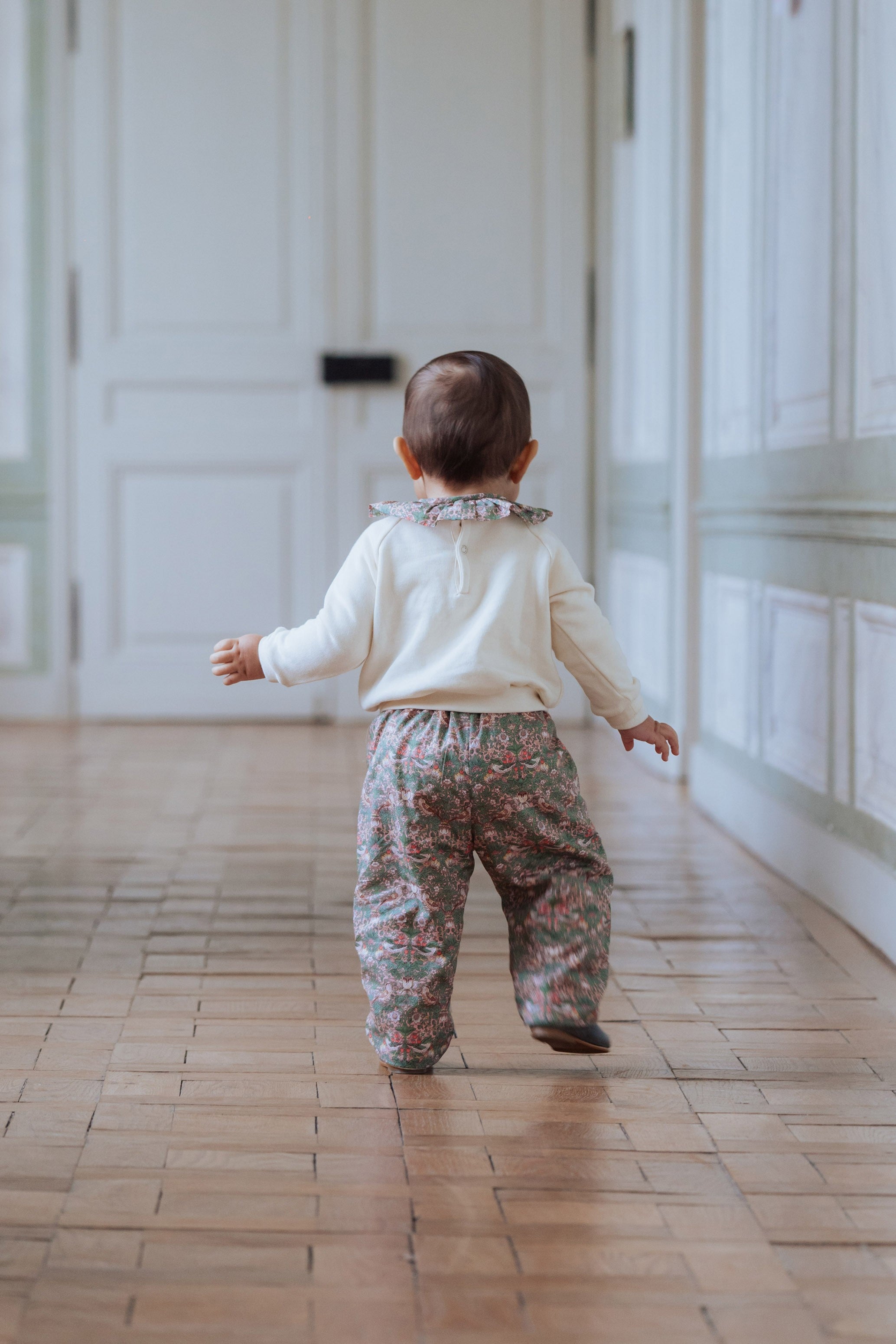 Pantalon bébé liberty vert en coton biologique