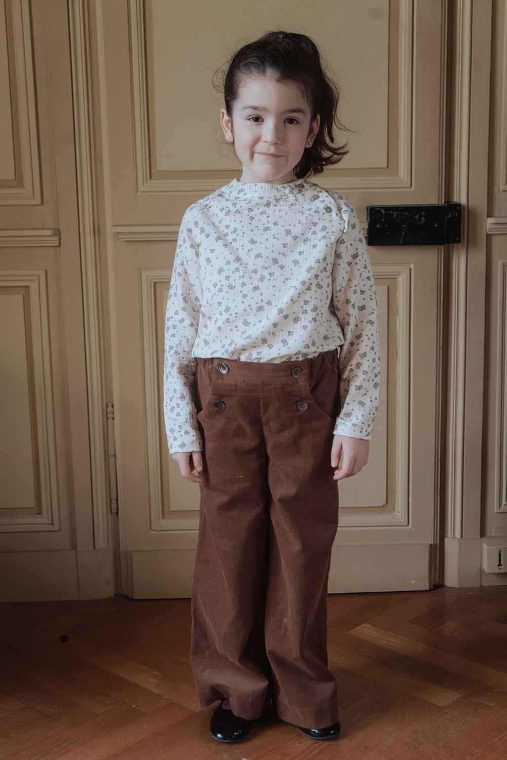 Pantalon marron fille en coton 100% biologique