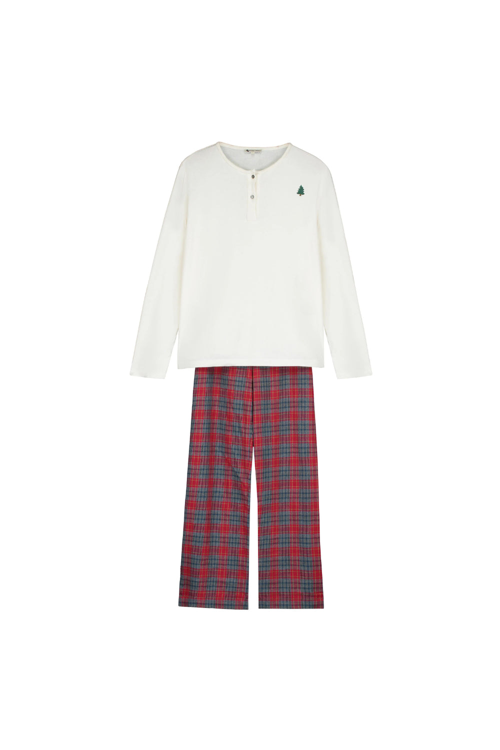 Pyjama de Noël à carreaux rouge en coton bio