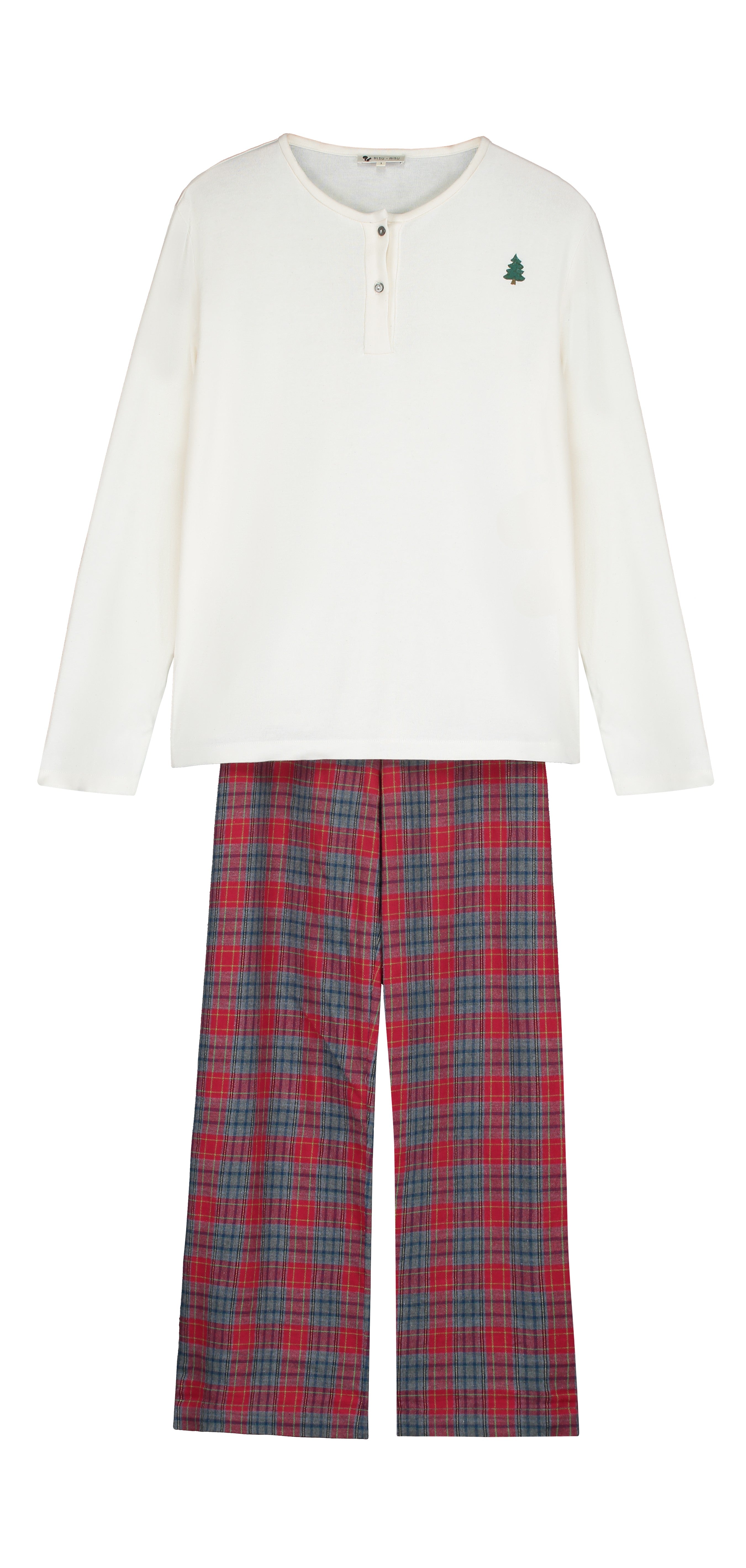 Pyjama de Noël enfant à carreaux rouge en coton bio