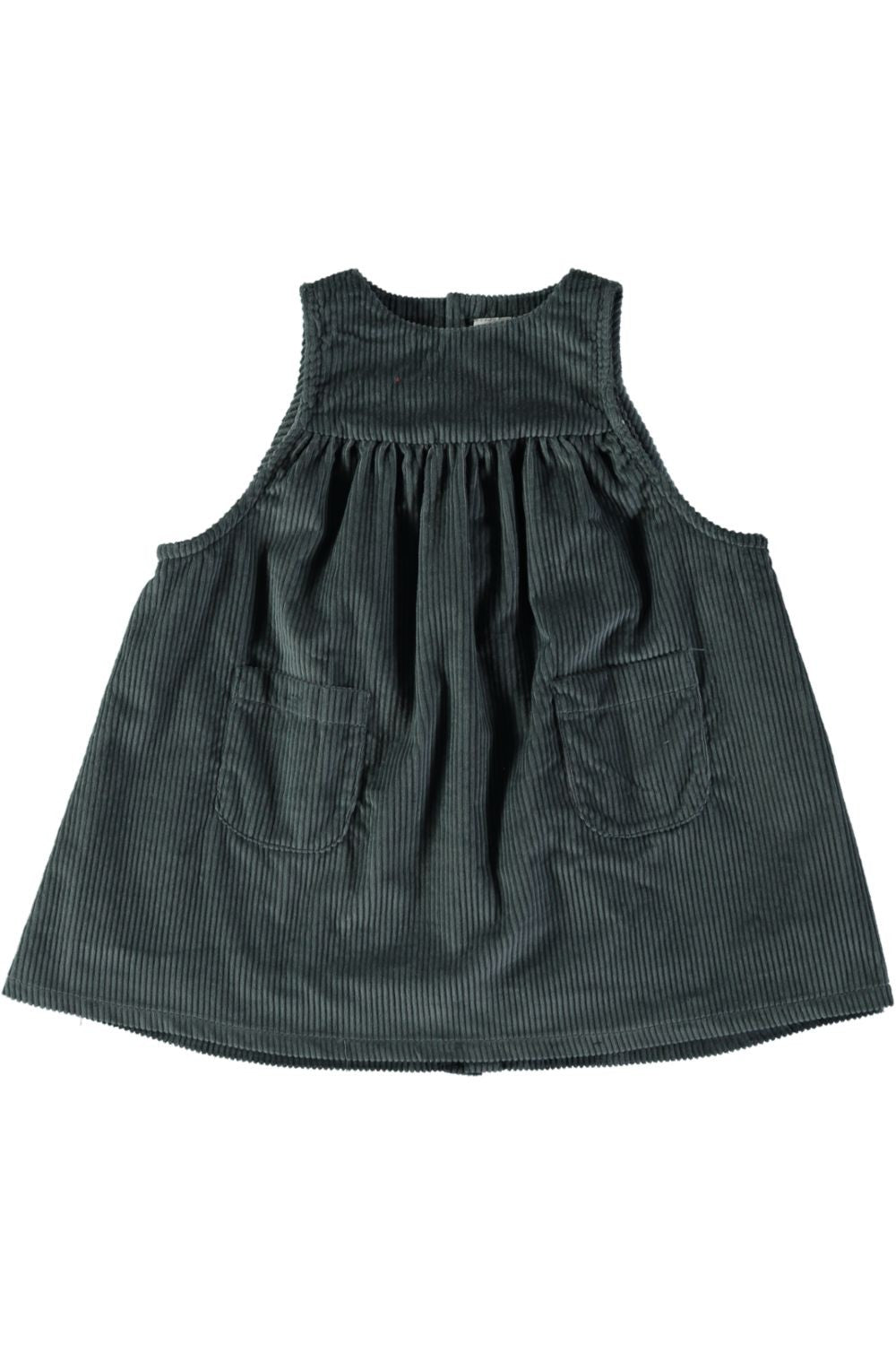 robe hiver bébé olga en velours de coton bio bleu 