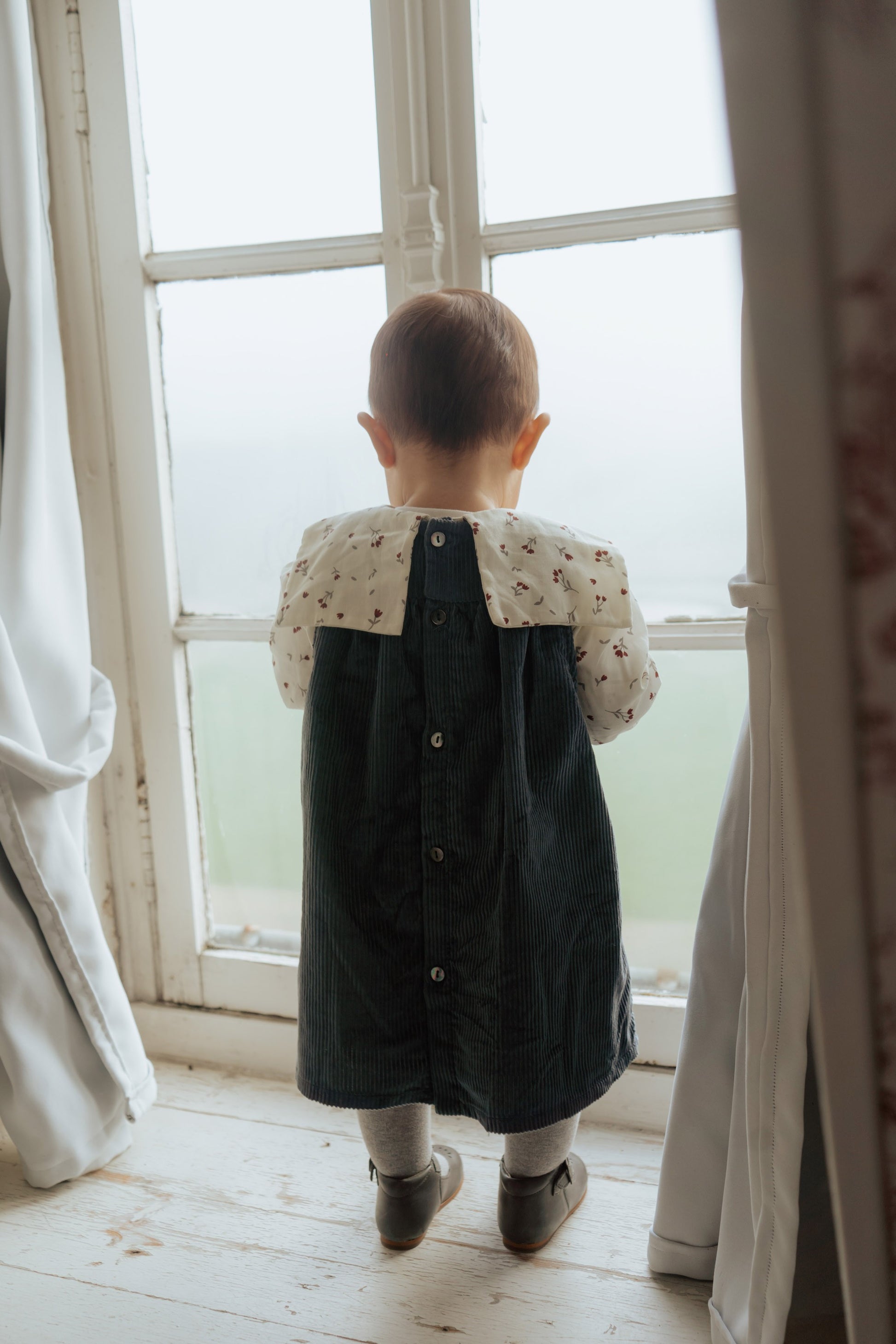 ensemble blouse et robe bébé en velours et popeline de coton bio 