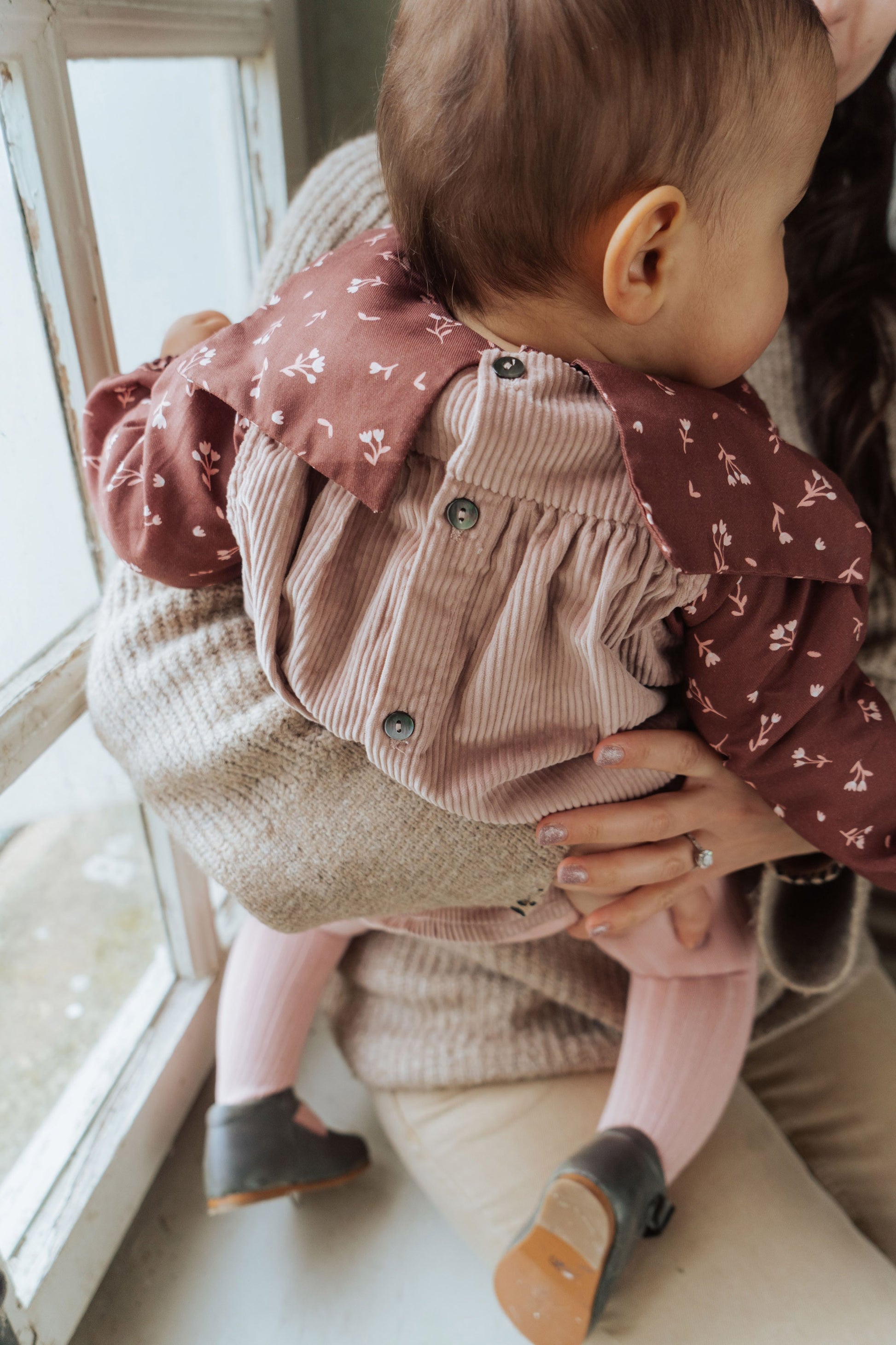 robe Olga hiver bébé en velours rose