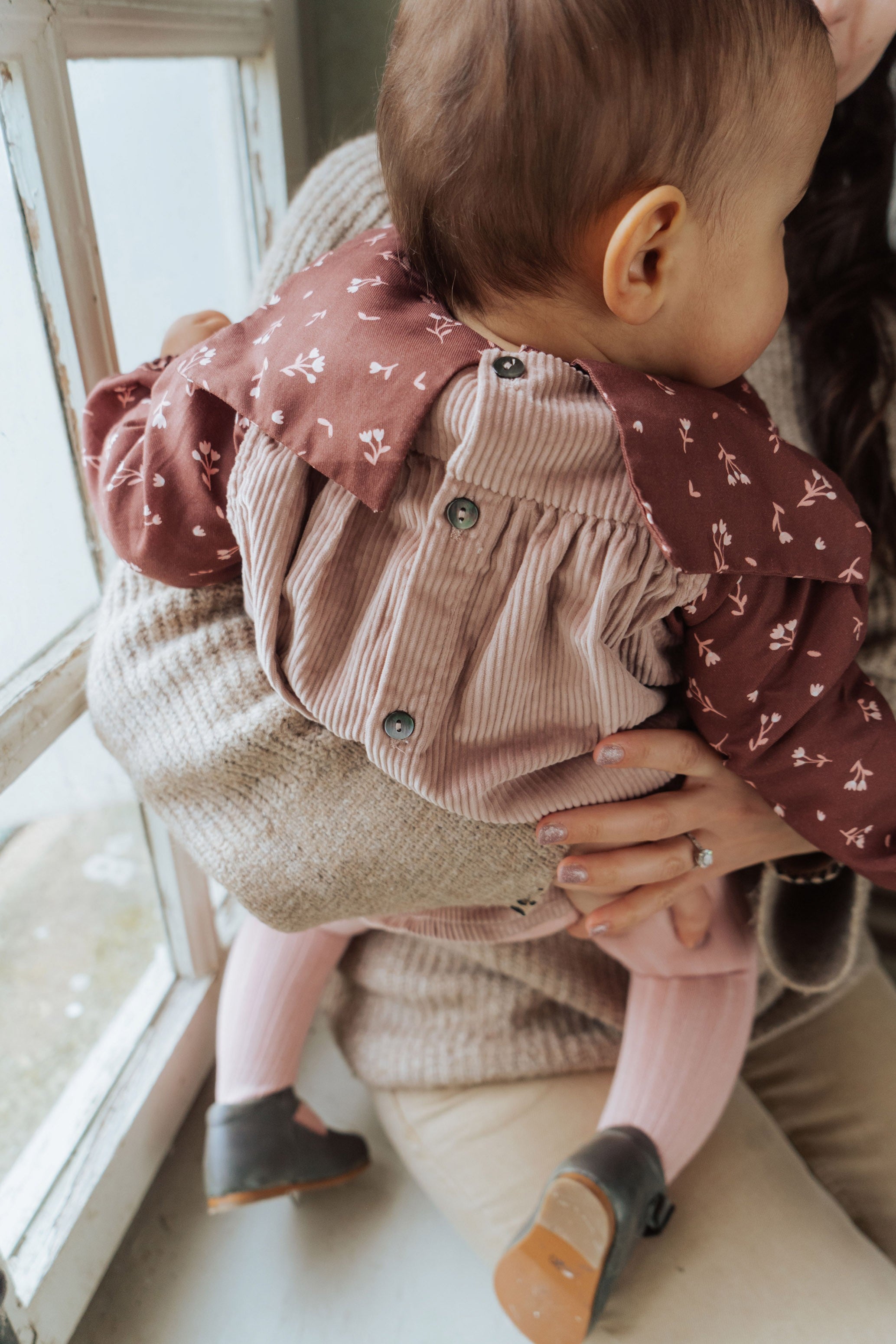 robe Olga hiver bébé en velours rose
